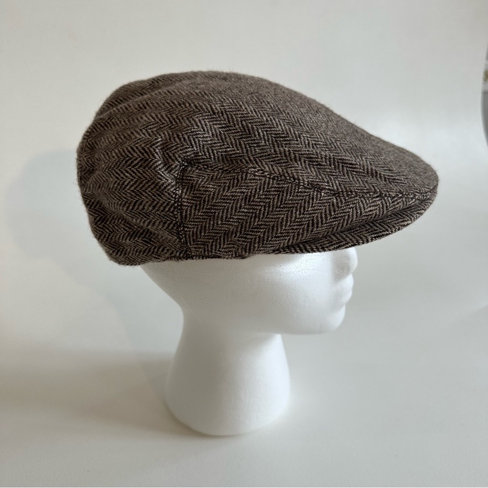 Vintage Abercrombie & Fitch Unisex Y2K Tweed Herringbone Wool Blend Flat Cap